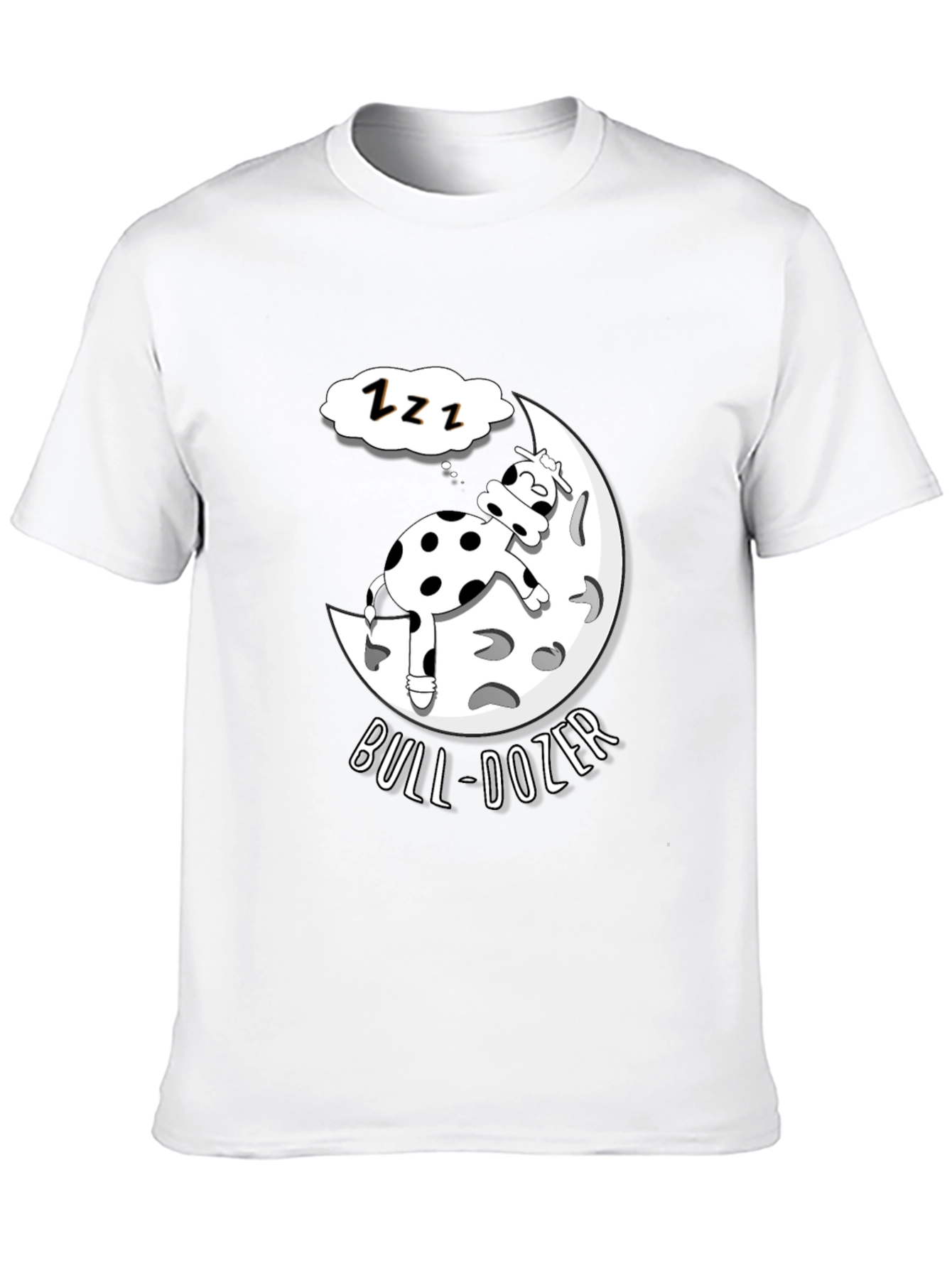 Bull-Dozer T-Shirt: Funny Cow Moon Sleep Design