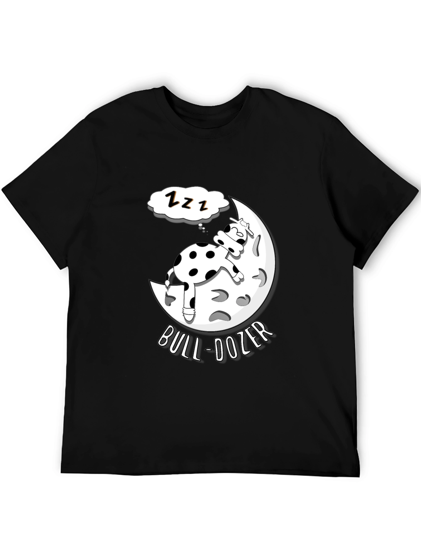 Bull-Dozer T-Shirt: Funny Cow Moon Sleep Design