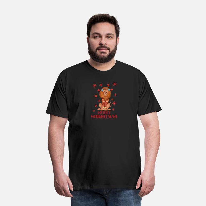 Merry Christmas Happy Lion, Red holiday sweater,