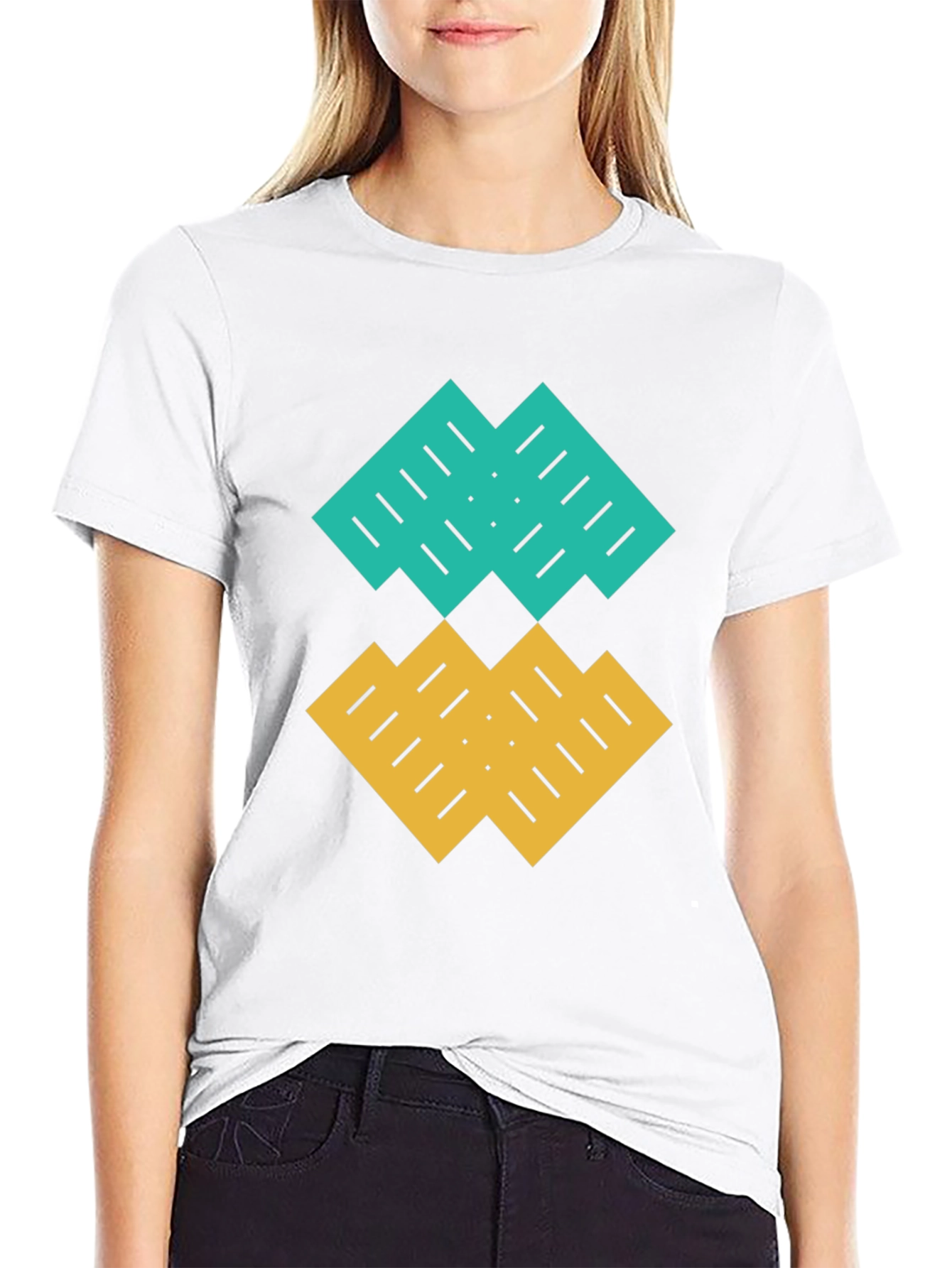Geometric Pattern Tee - Stylish Black Cotton T-Shirt
