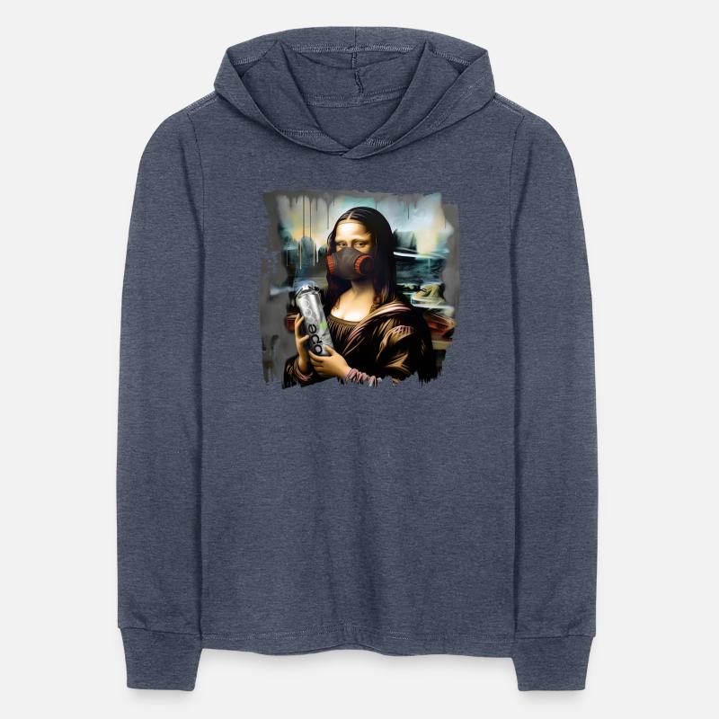 Mona Lisa with a spray paint in a paint respirator
