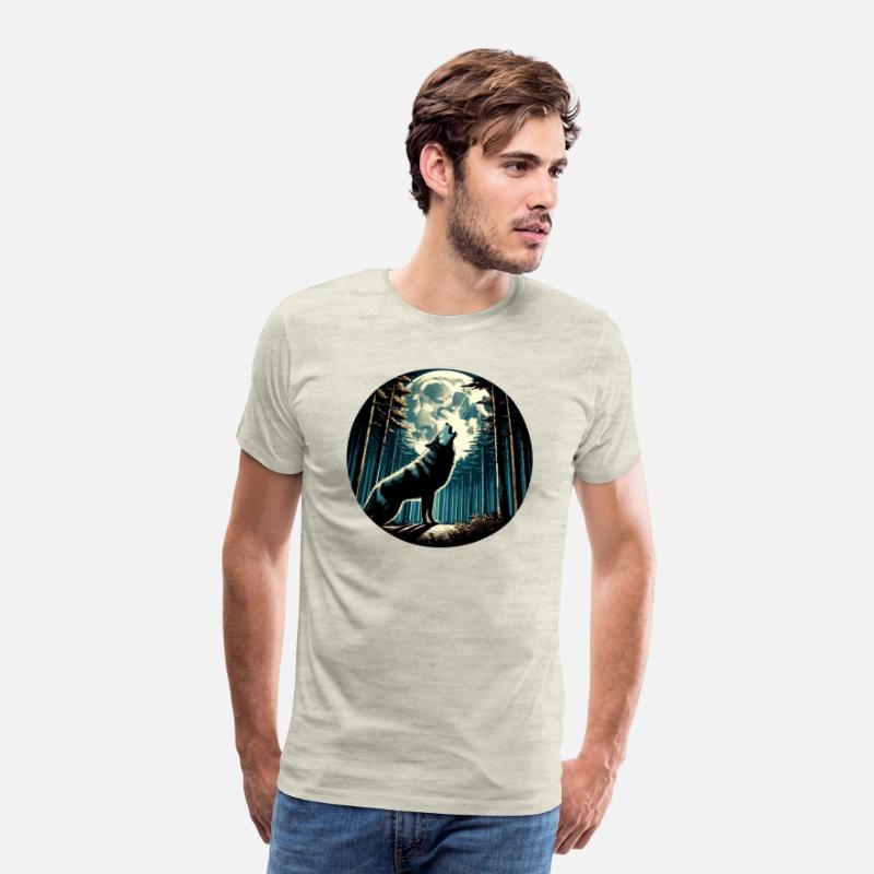 Moonlit Howl: Majestic Wolf in Forest Night