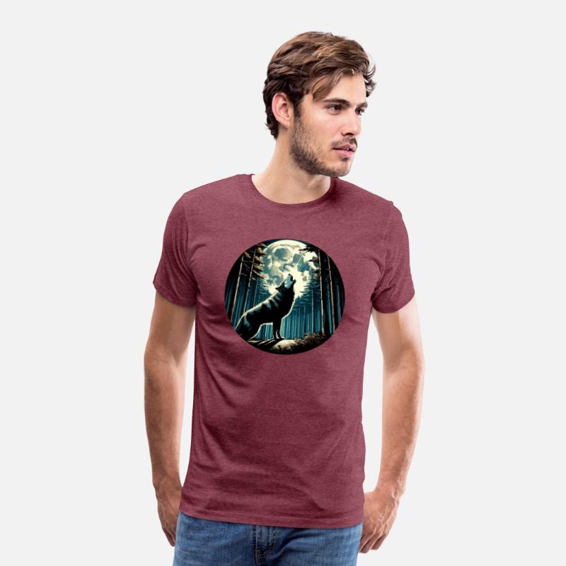 Moonlit Howl: Majestic Wolf in Forest Night