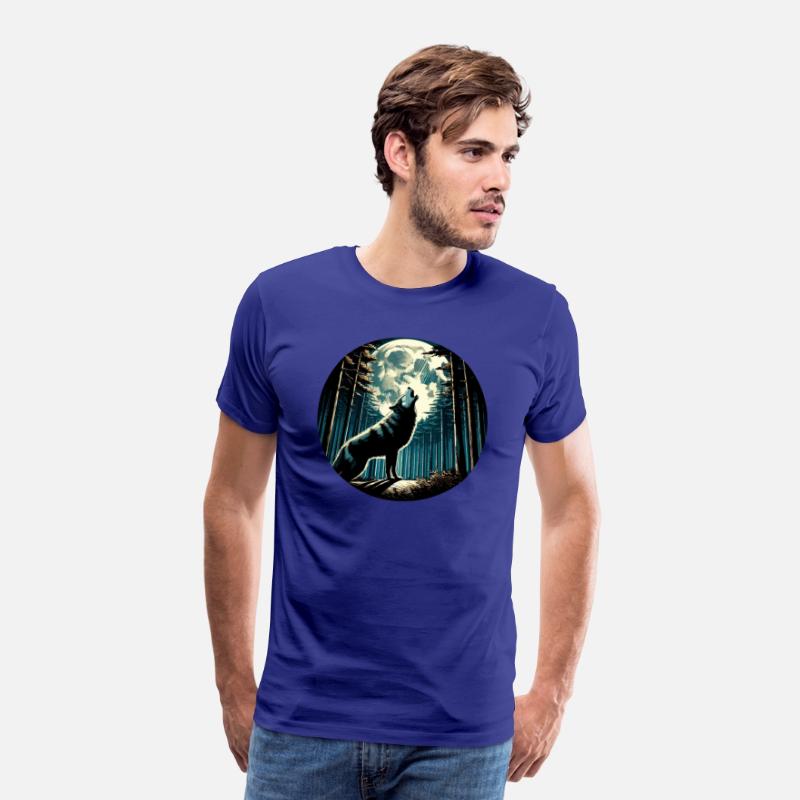 Moonlit Howl: Majestic Wolf in Forest Night