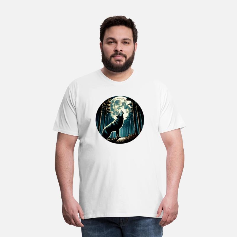 Moonlit Howl: Majestic Wolf in Forest Night