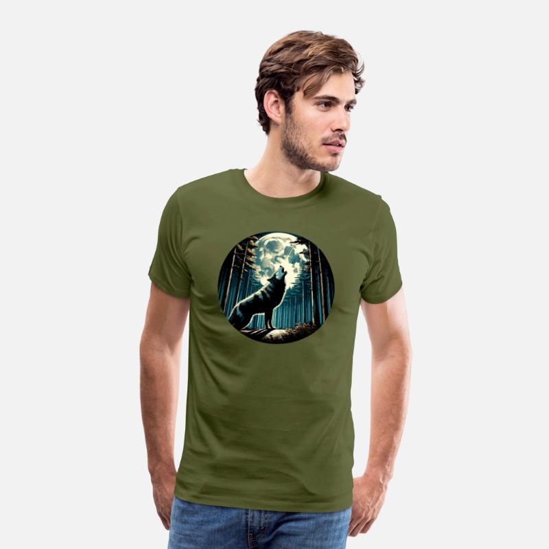 Moonlit Howl: Majestic Wolf in Forest Night