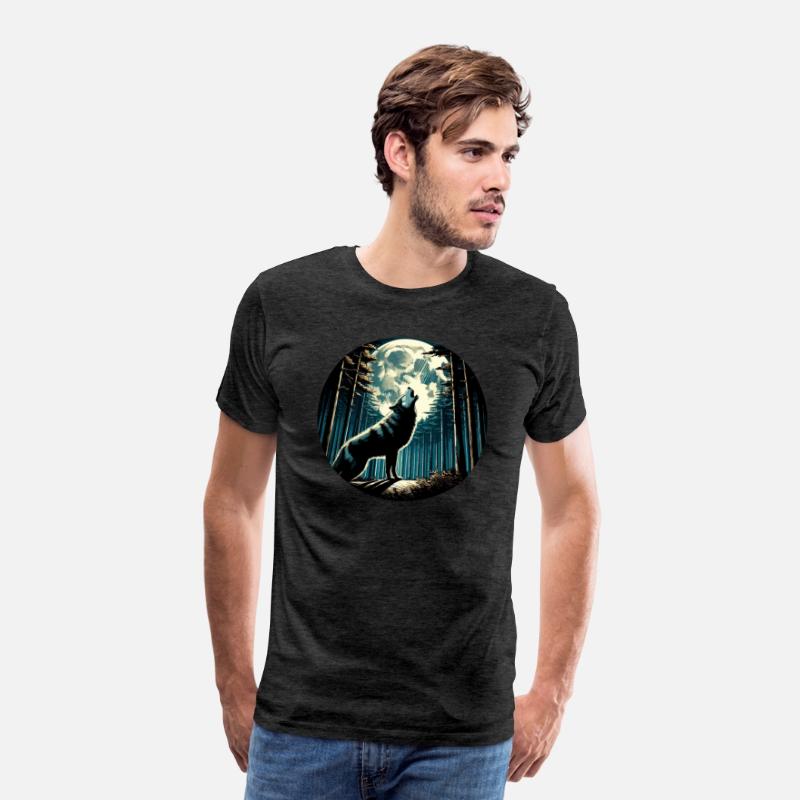 Moonlit Howl: Majestic Wolf in Forest Night