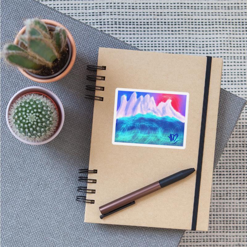 Mountain at sunset, colored artwork