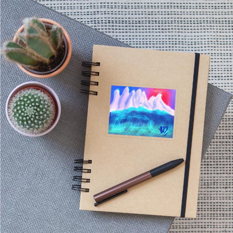 Mountain at sunset, colored artwork