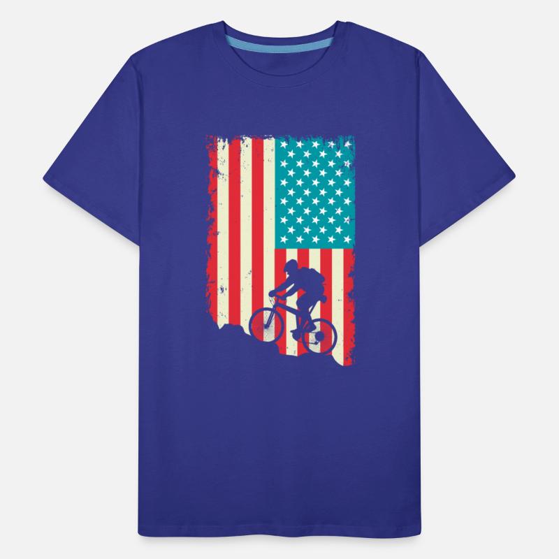 mountain biking american flag