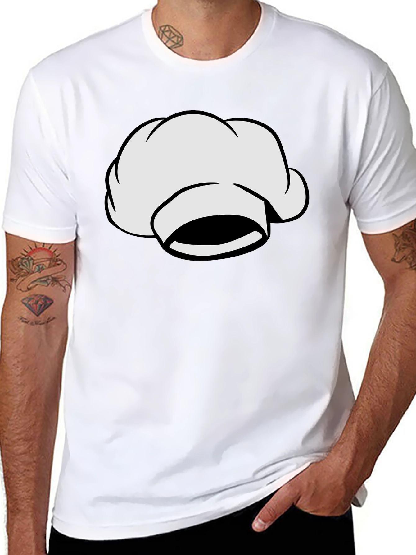 Chef Hat Graphic Tee - Black Cotton T-Shirt