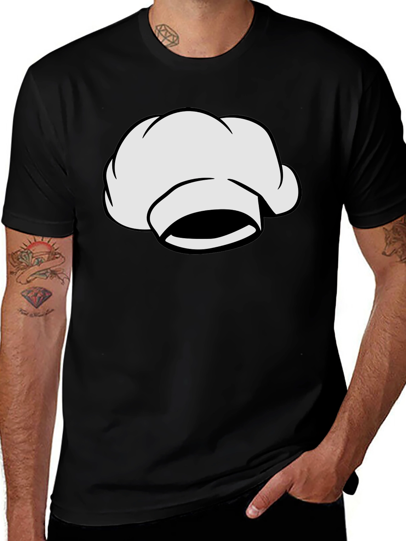 Chef Hat Graphic Tee - Black Cotton T-Shirt