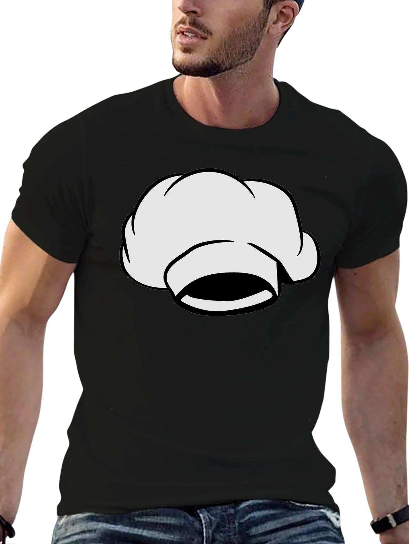 Chef Hat Graphic Tee - Black Cotton T-Shirt