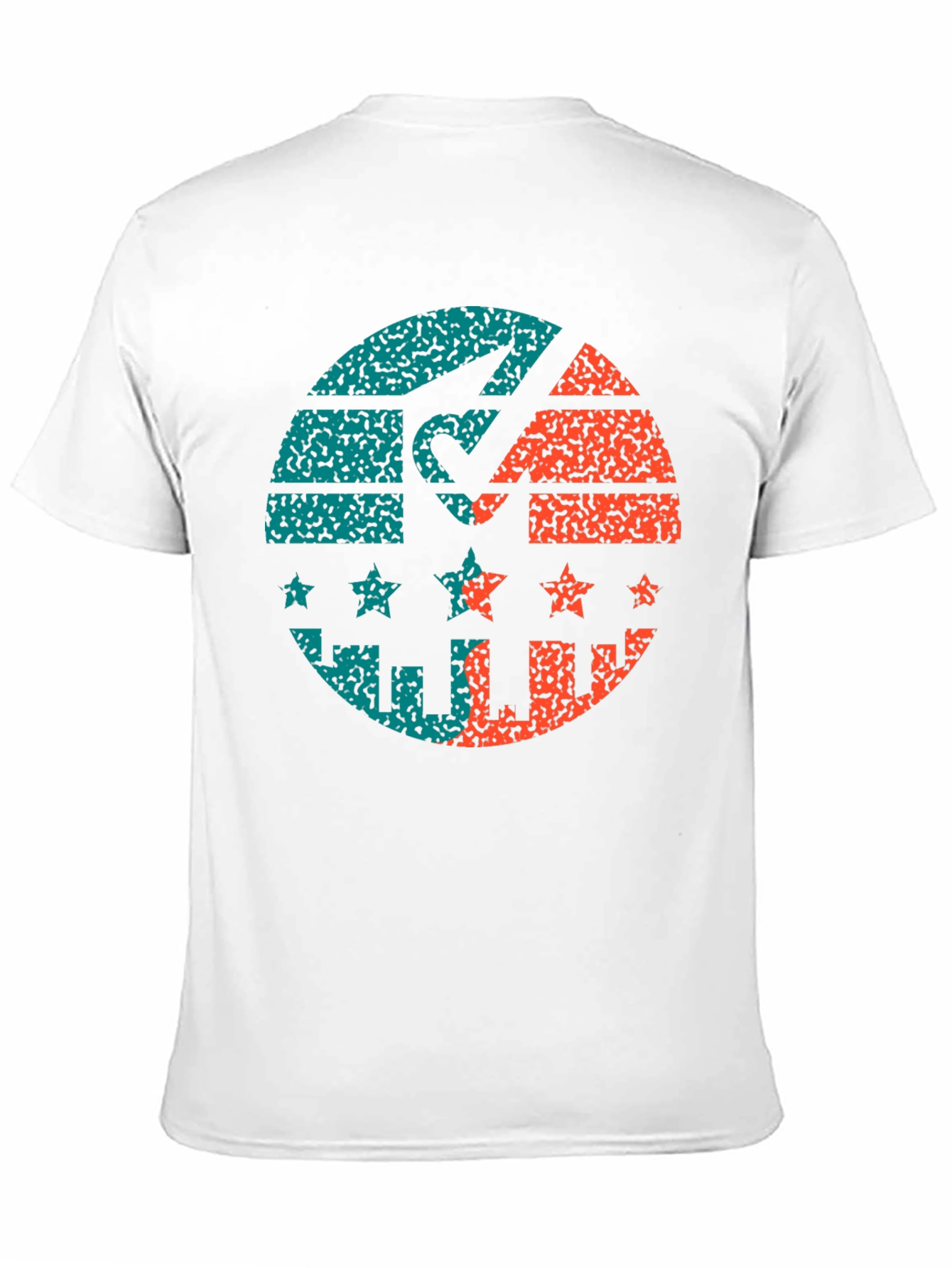 Retro Graphic Print Tee - Distressed Circle Design