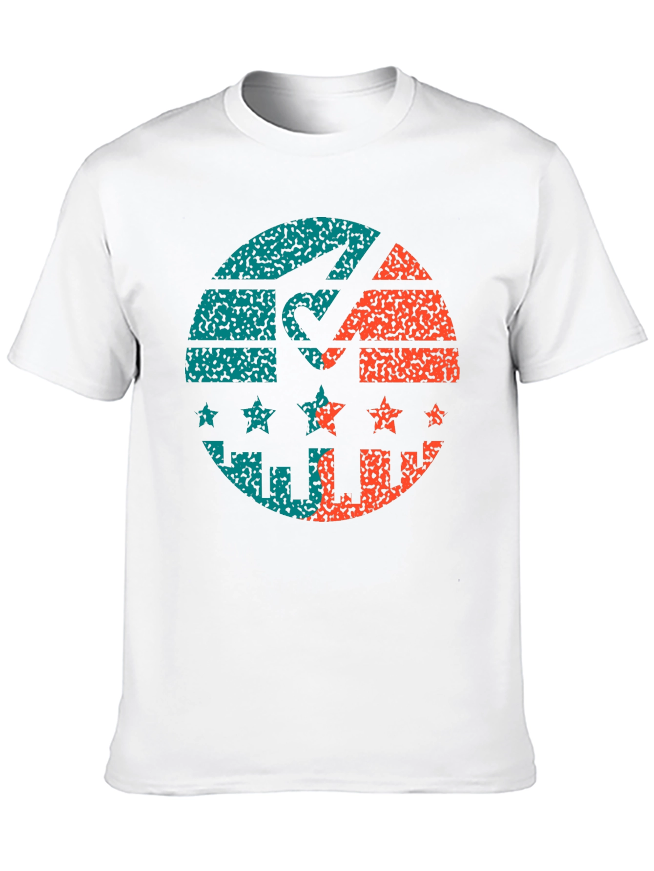 Retro Graphic Print Tee - Distressed Circle Design