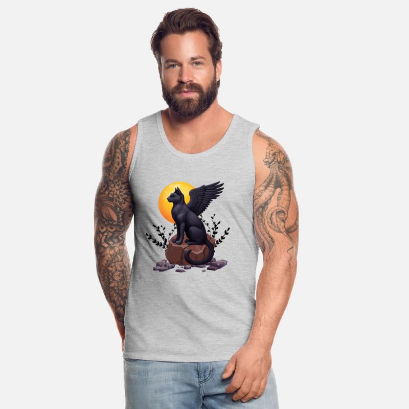 Mystic Black Winged Cat Under the Moon | T-shirt