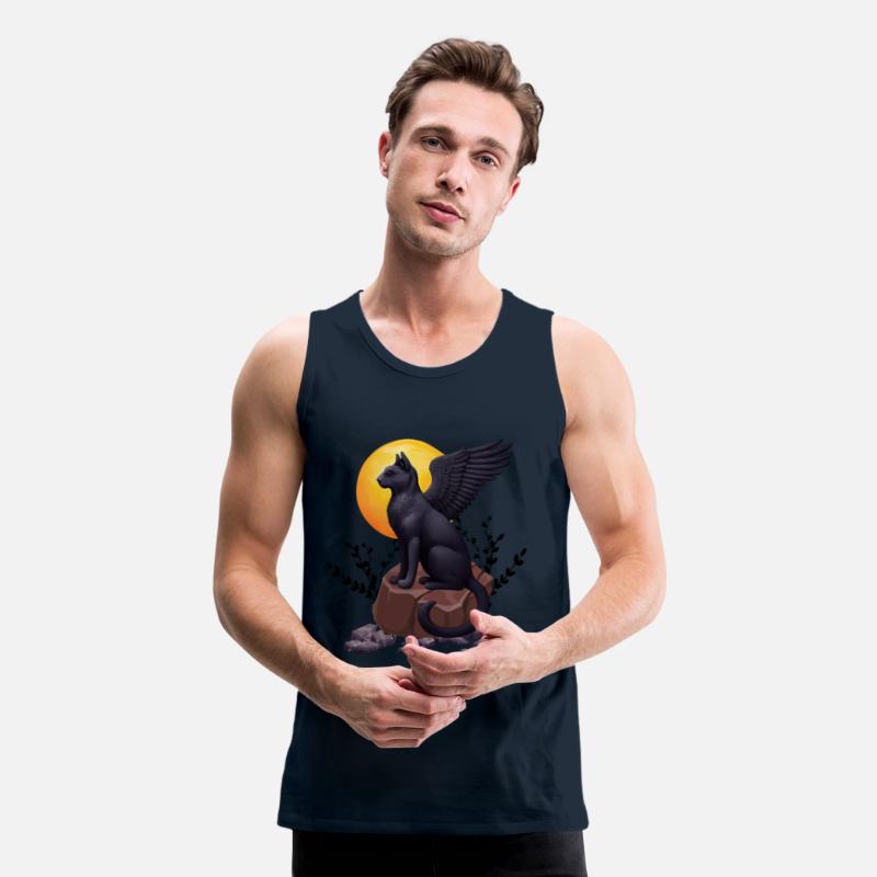 Mystic Black Winged Cat Under the Moon | T-shirt