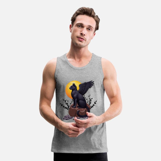 Mystic Black Winged Cat Under the Moon | T-shirt