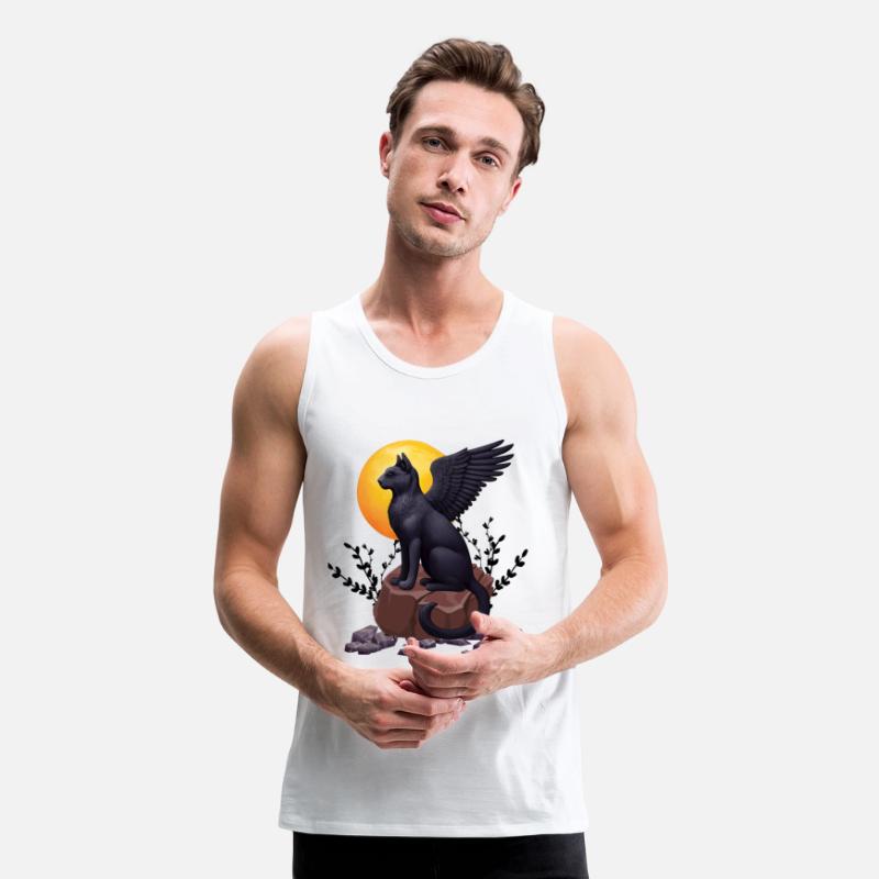 Mystic Black Winged Cat Under the Moon | T-shirt