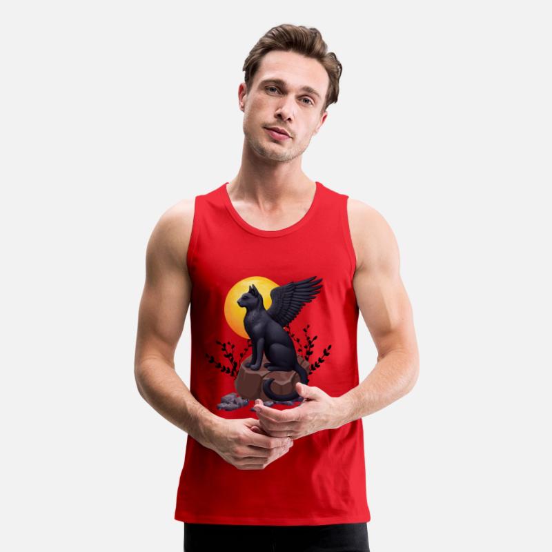 Mystic Black Winged Cat Under the Moon | T-shirt