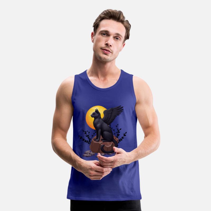 Mystic Black Winged Cat Under the Moon | T-shirt