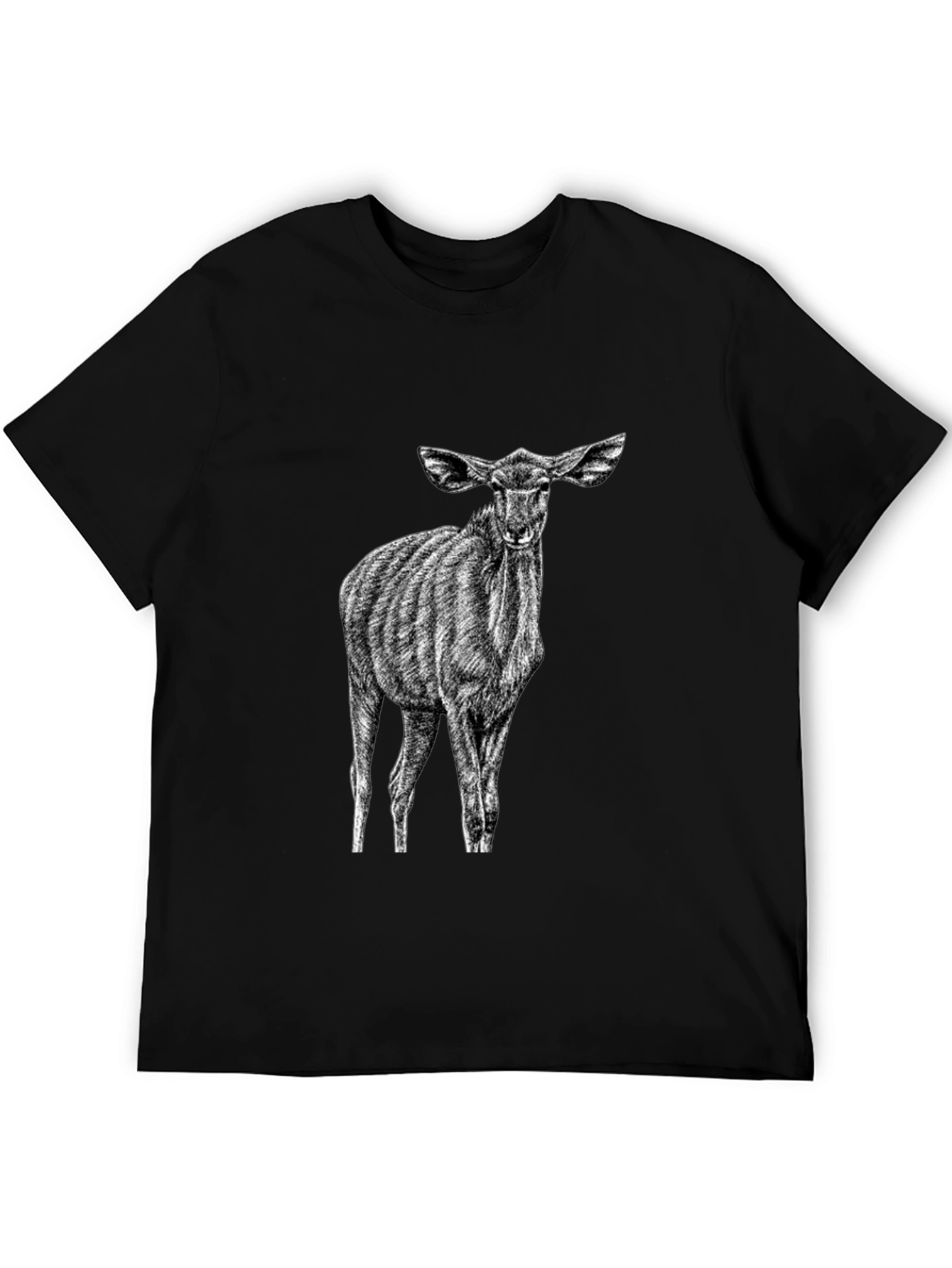 Black T-Shirt with Kudu Antelope Design