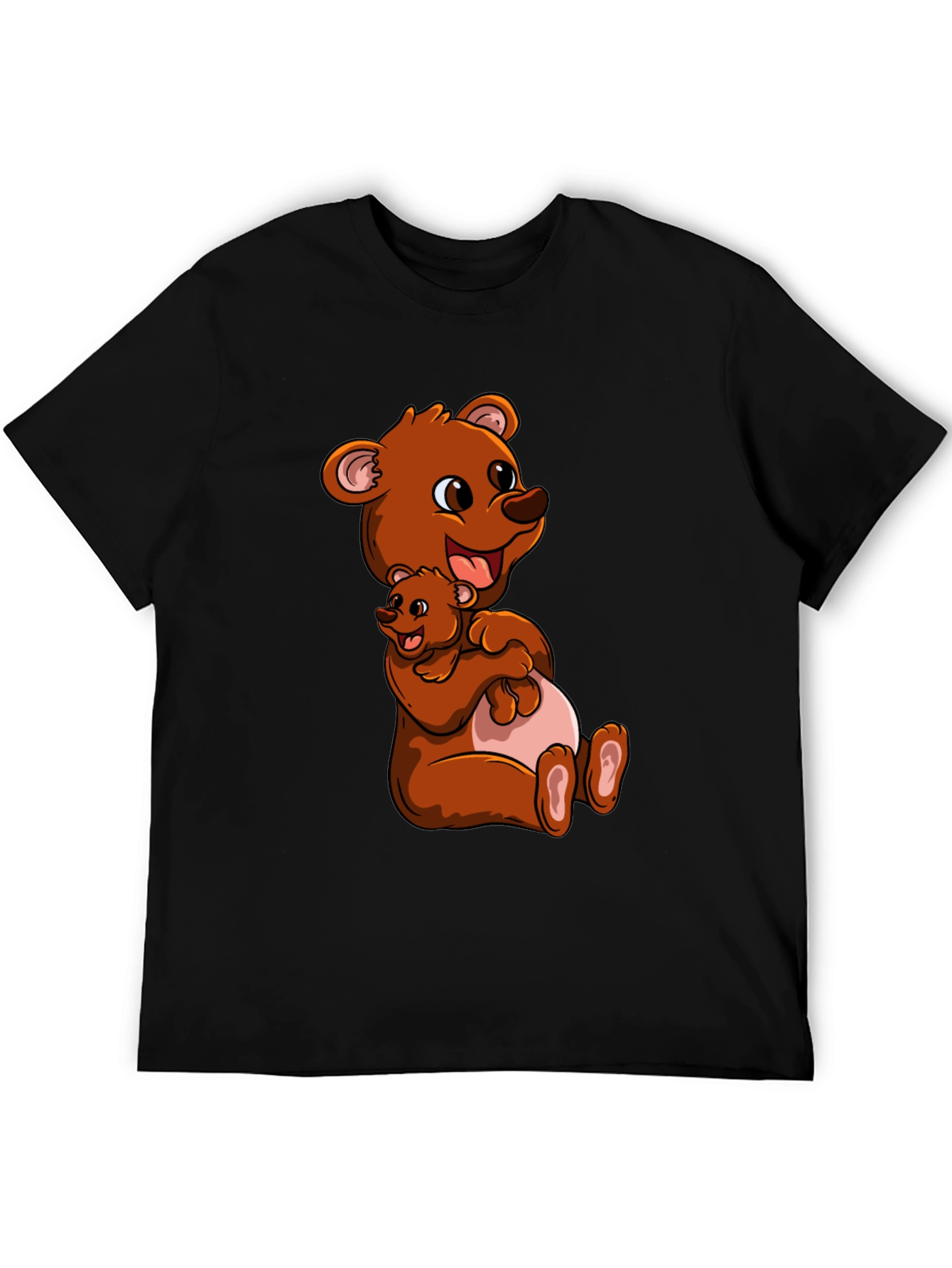 Cute Bear Hug Black T-Shirt