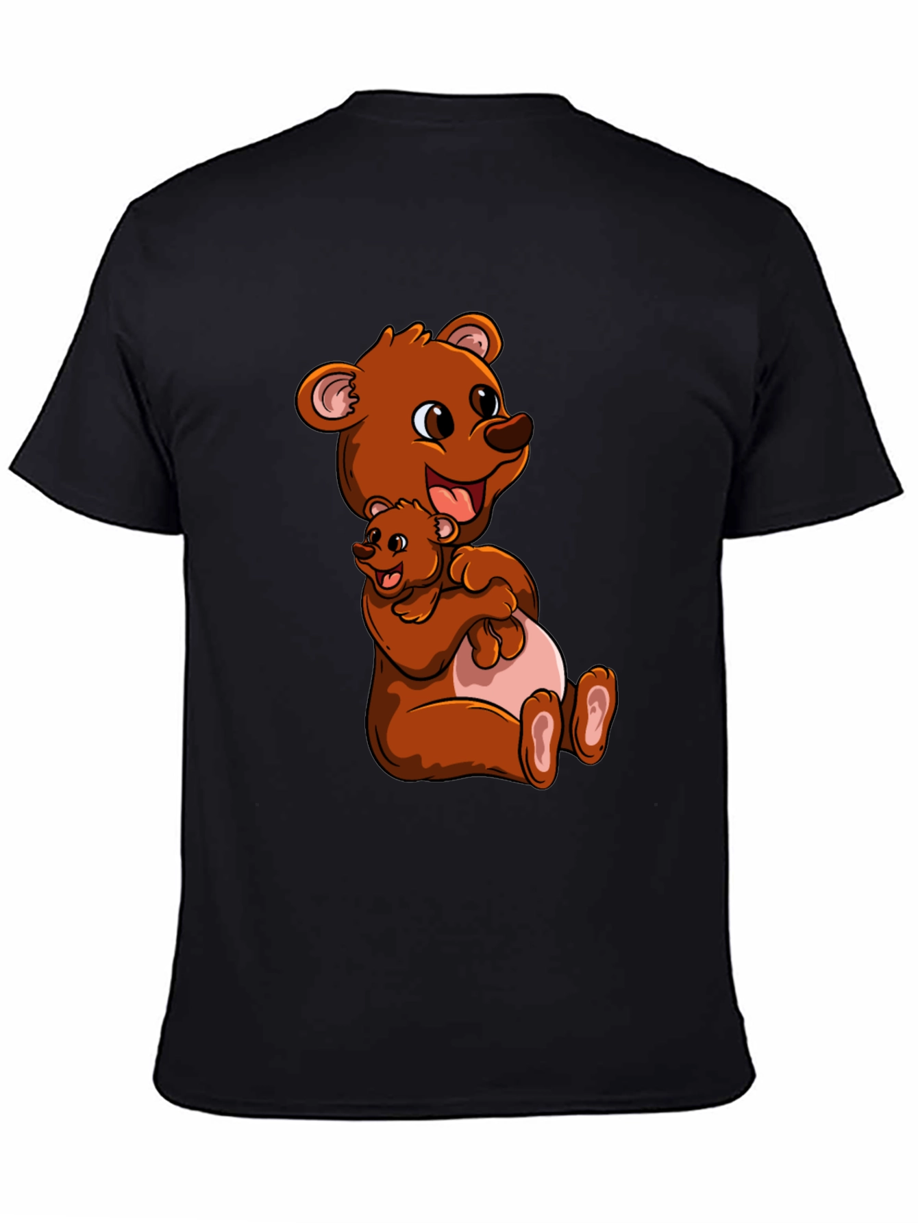 Cute Bear Hug Black T-Shirt