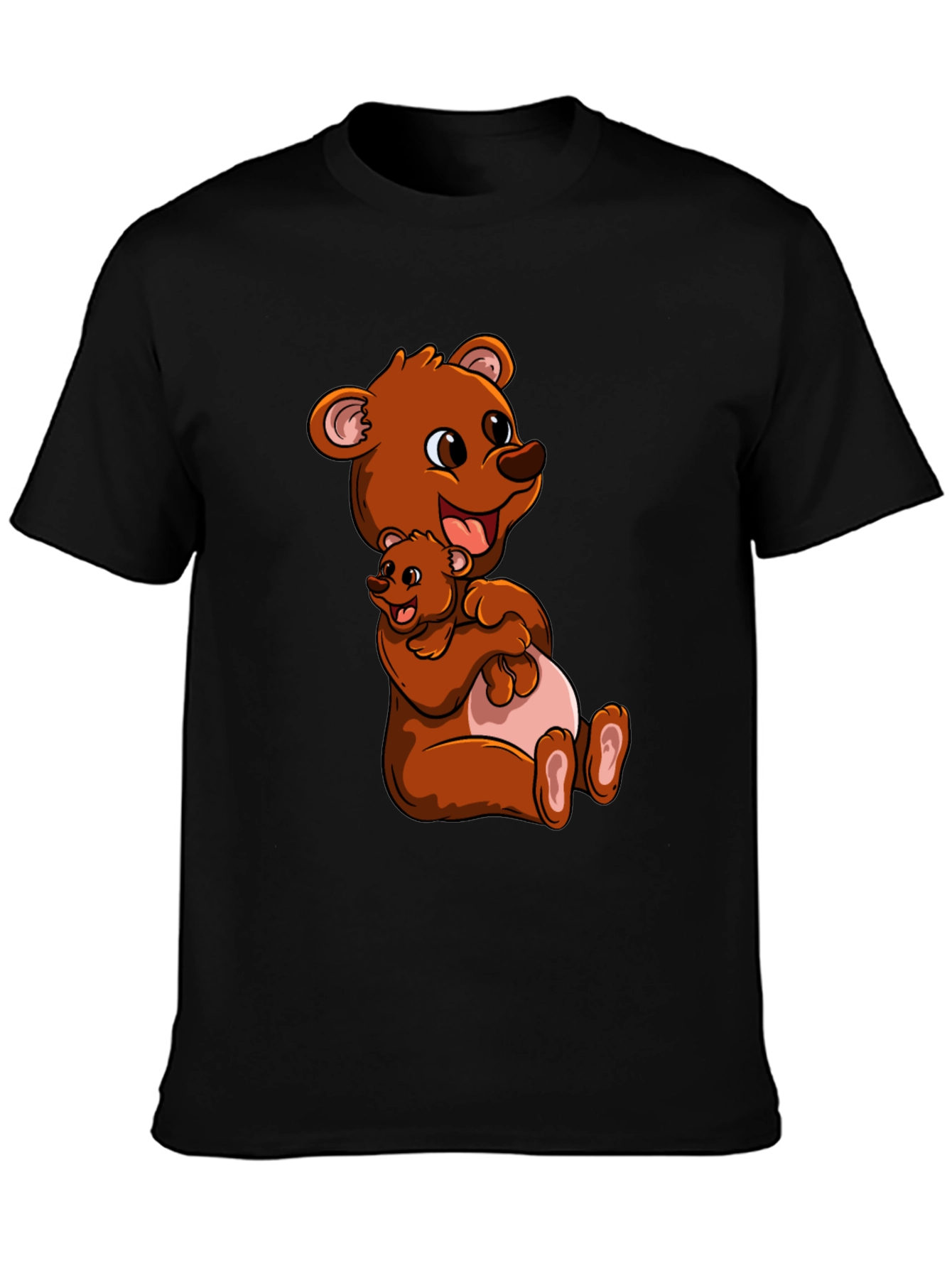 Cute Bear Hug Black T-Shirt