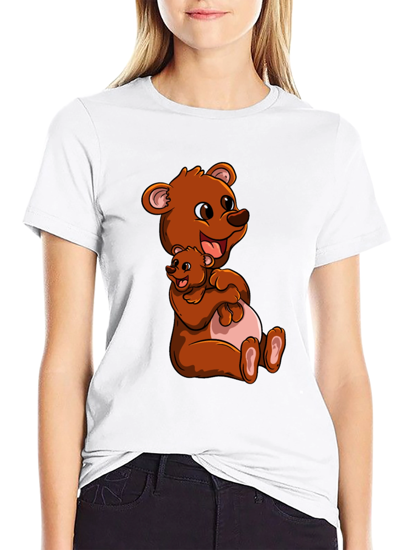 Cute Bear Hug Black T-Shirt