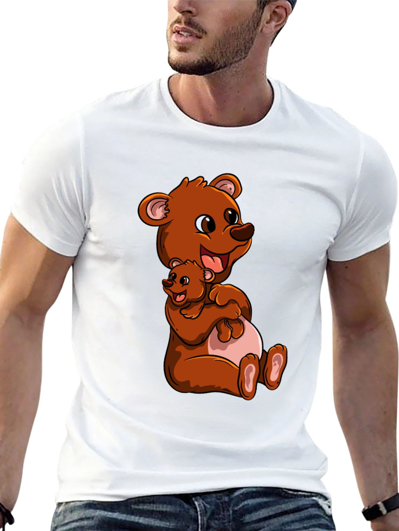 Cute Bear Hug Black T-Shirt