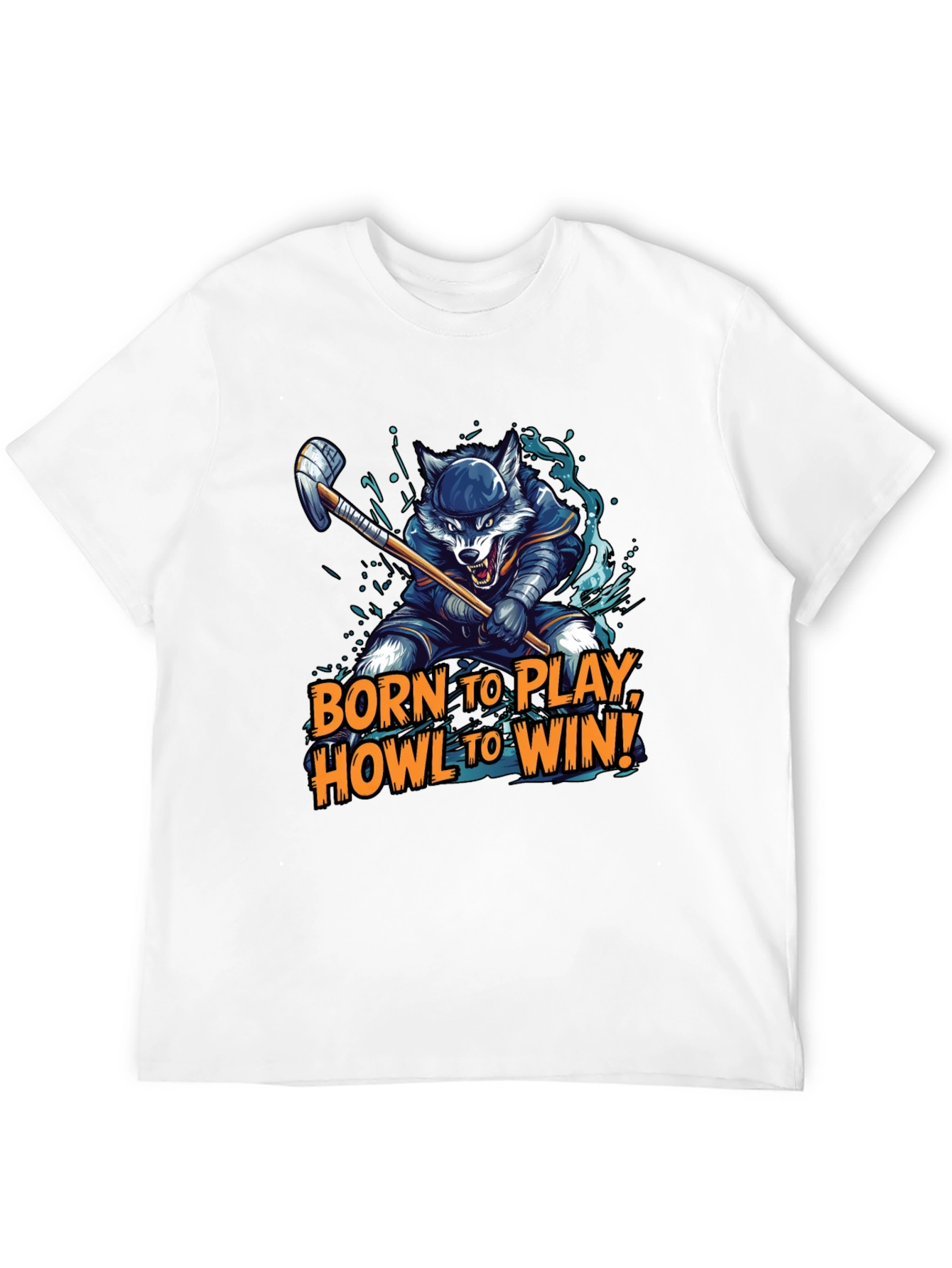 Born To Play Wolf Hockey Graphic Tee