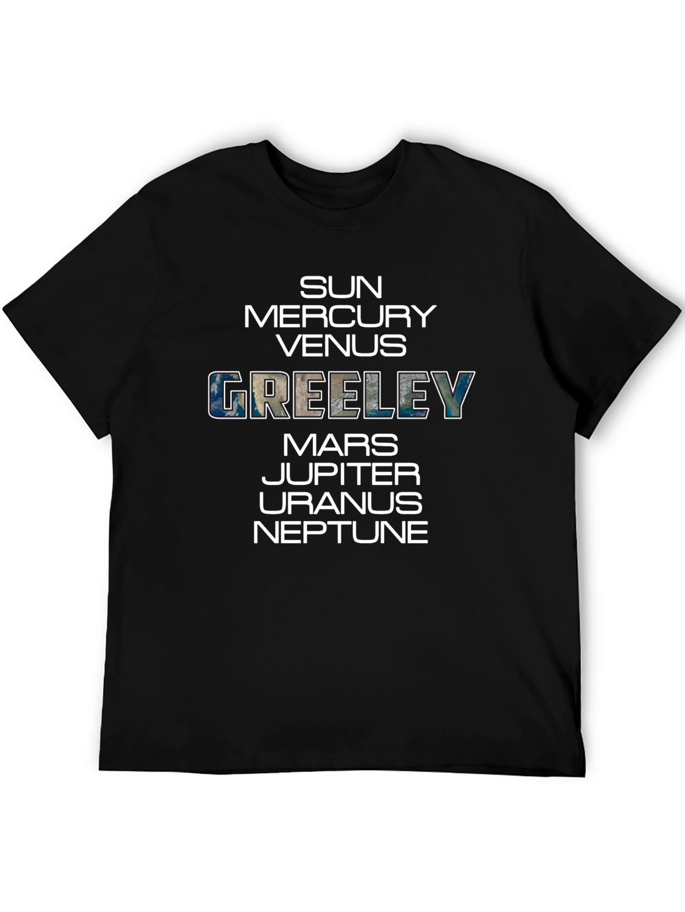 Planets & Greeley T-Shirt - Black Crew Neck