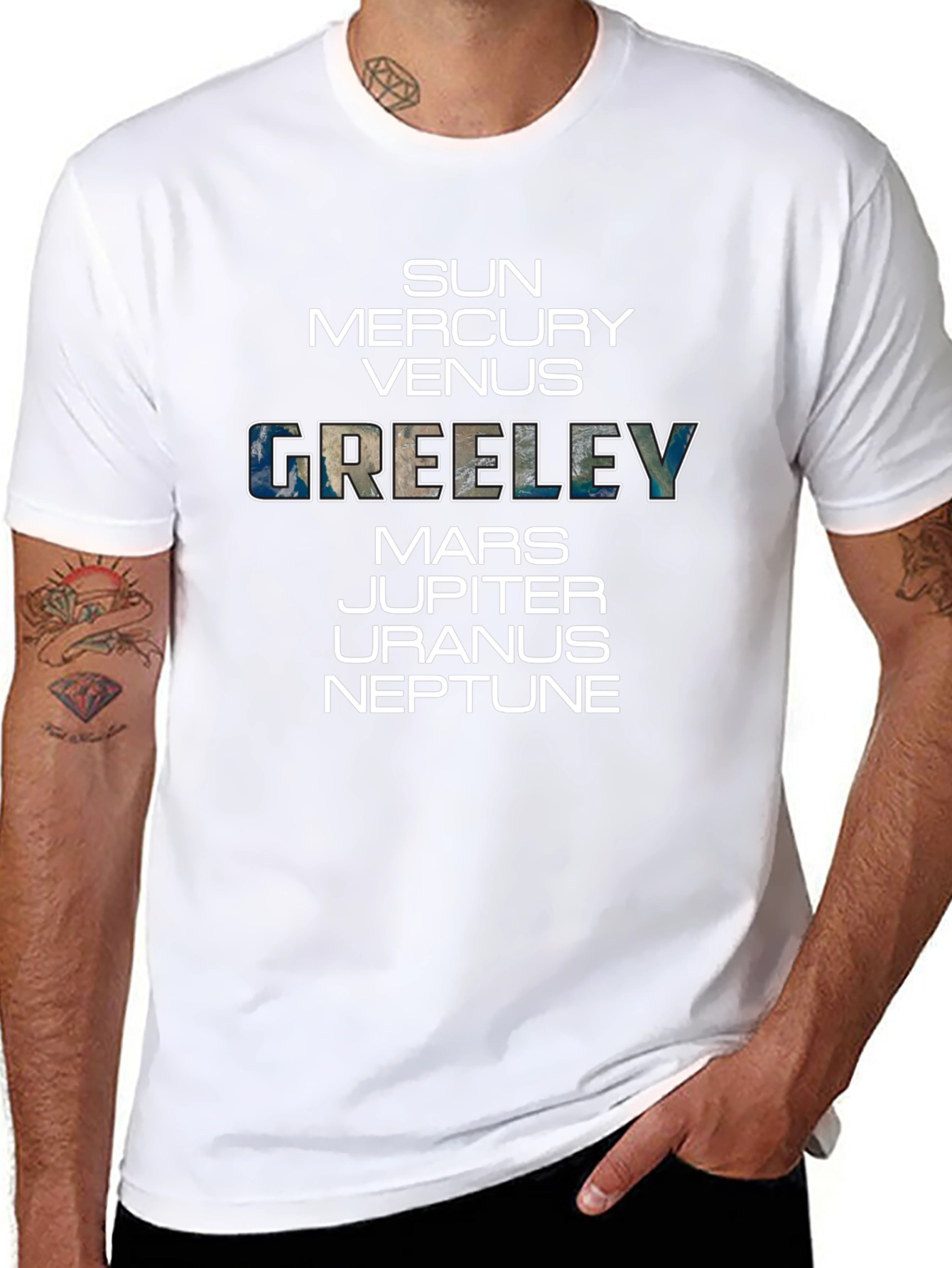 Planets & Greeley T-Shirt - Black Crew Neck
