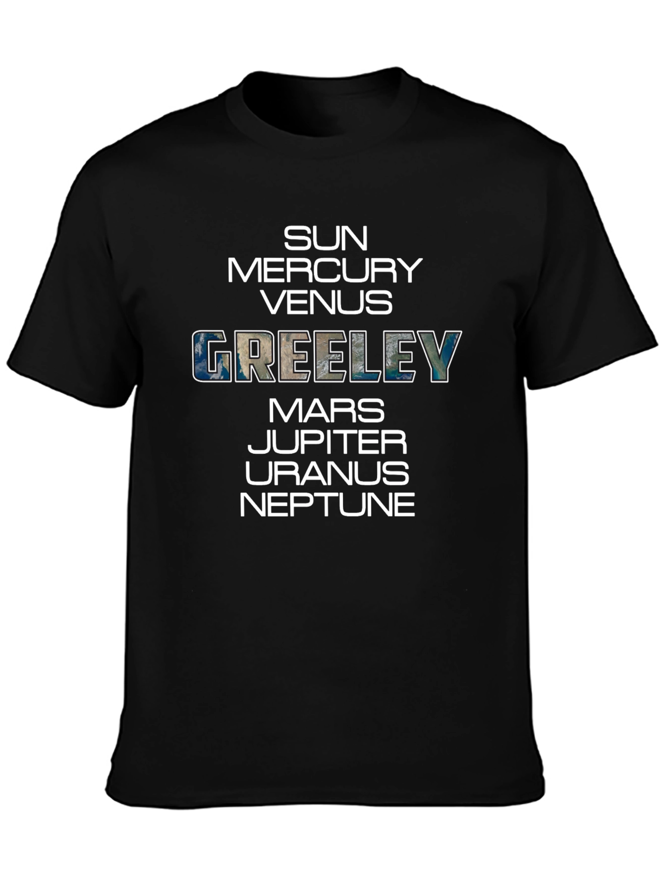 Planets & Greeley T-Shirt - Black Crew Neck