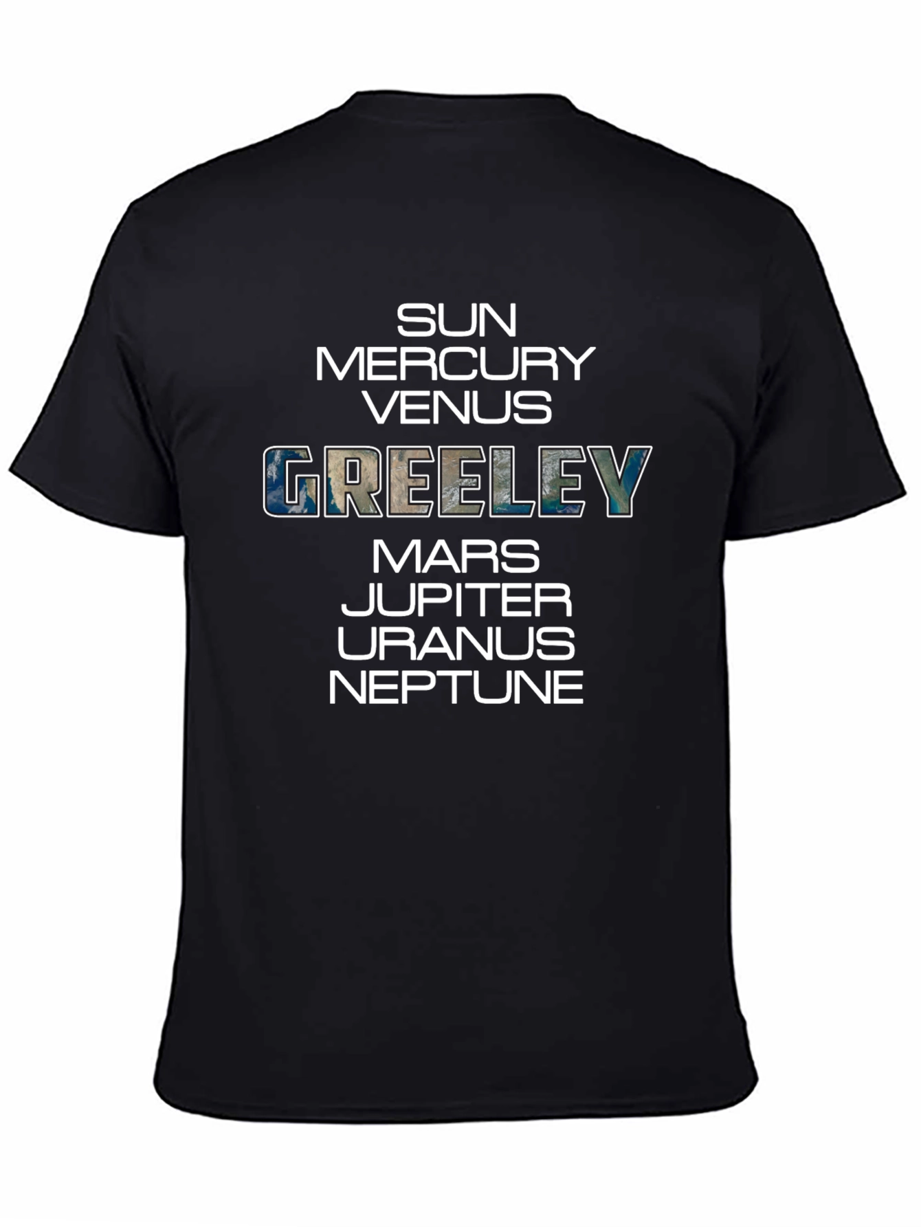 Planets & Greeley T-Shirt - Black Crew Neck