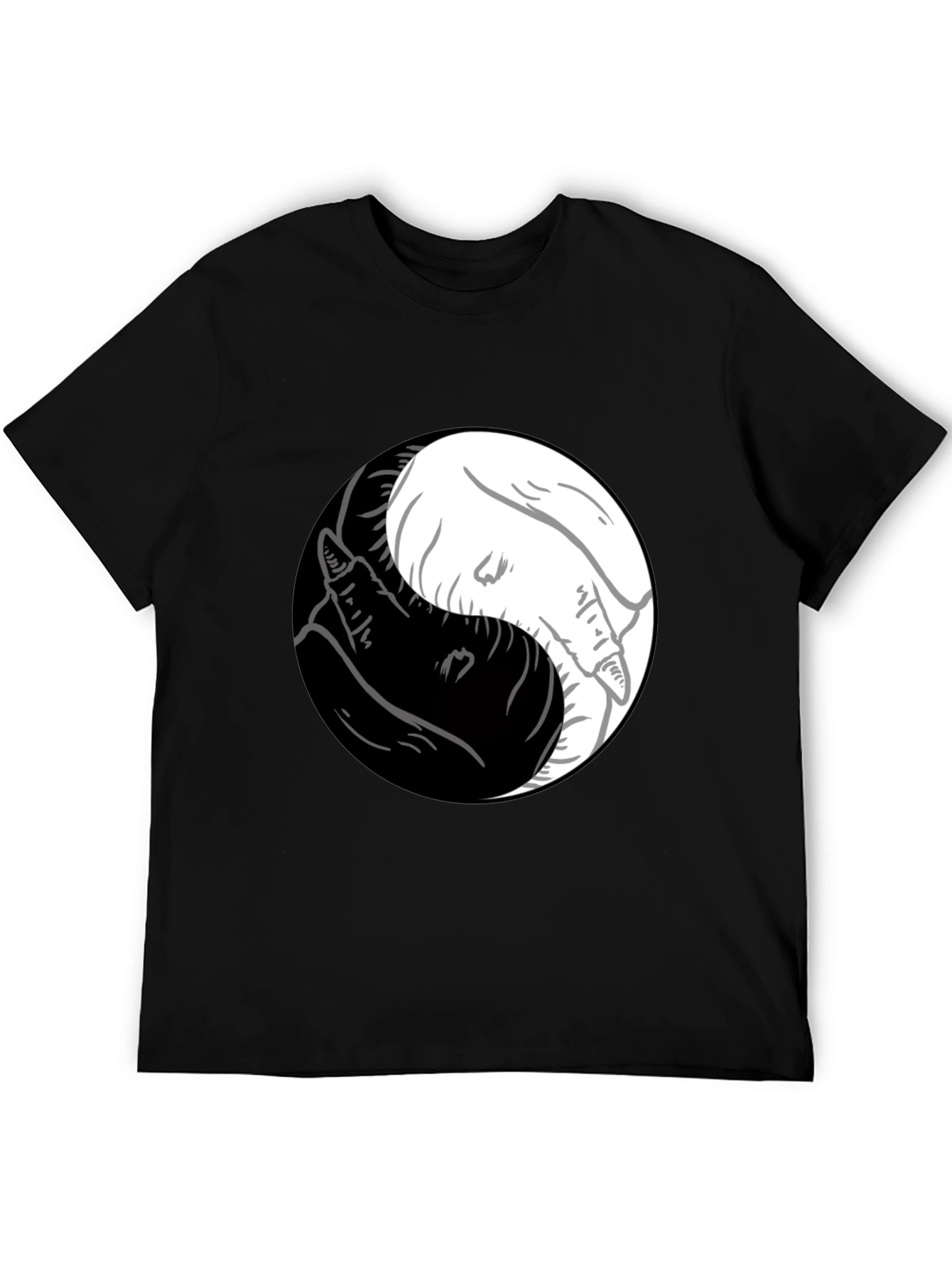 Yin Yang Wolves Graphic Tee - Mens Black T-Shirt