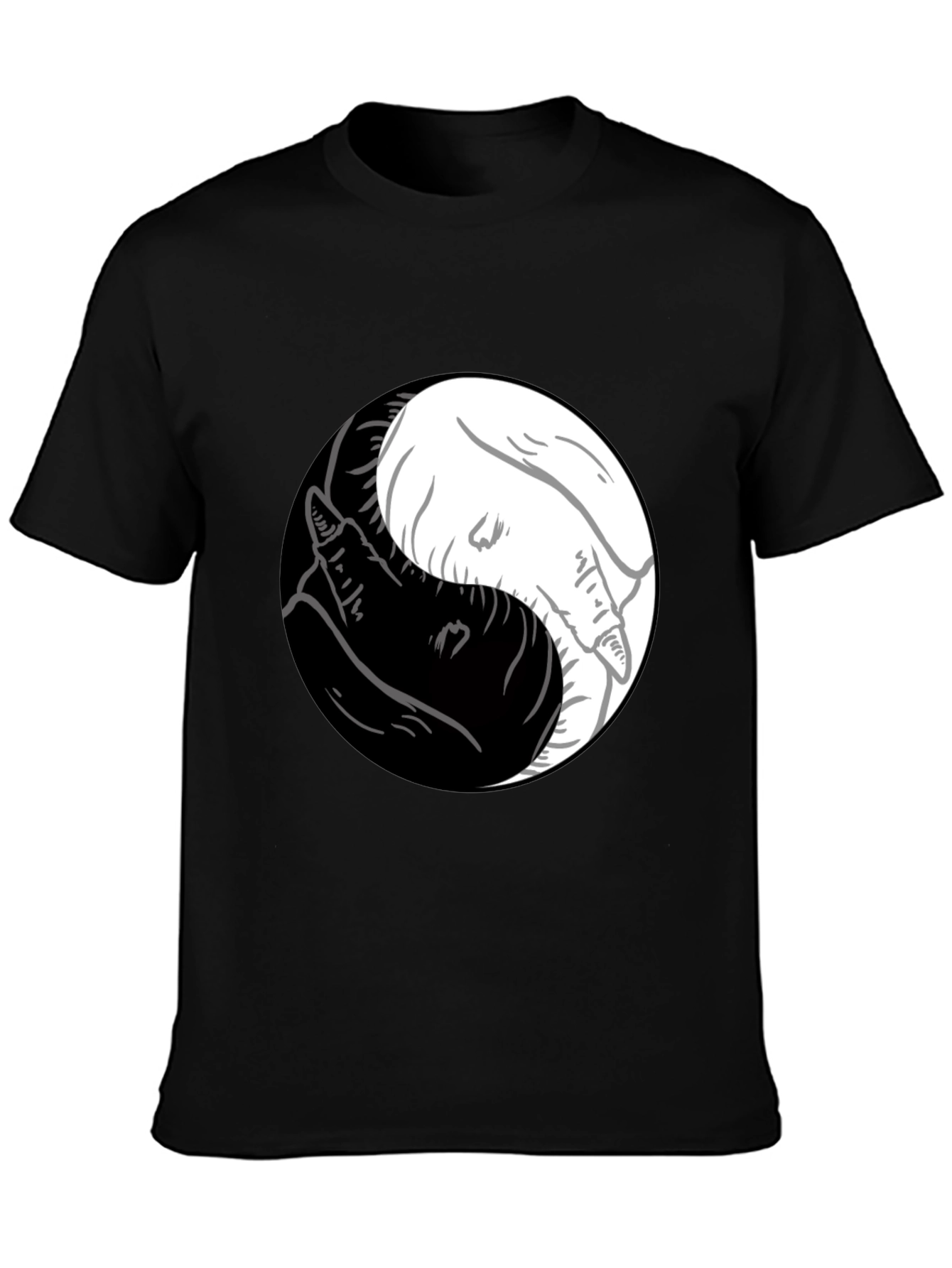 Yin Yang Wolves Graphic Tee - Mens Black T-Shirt
