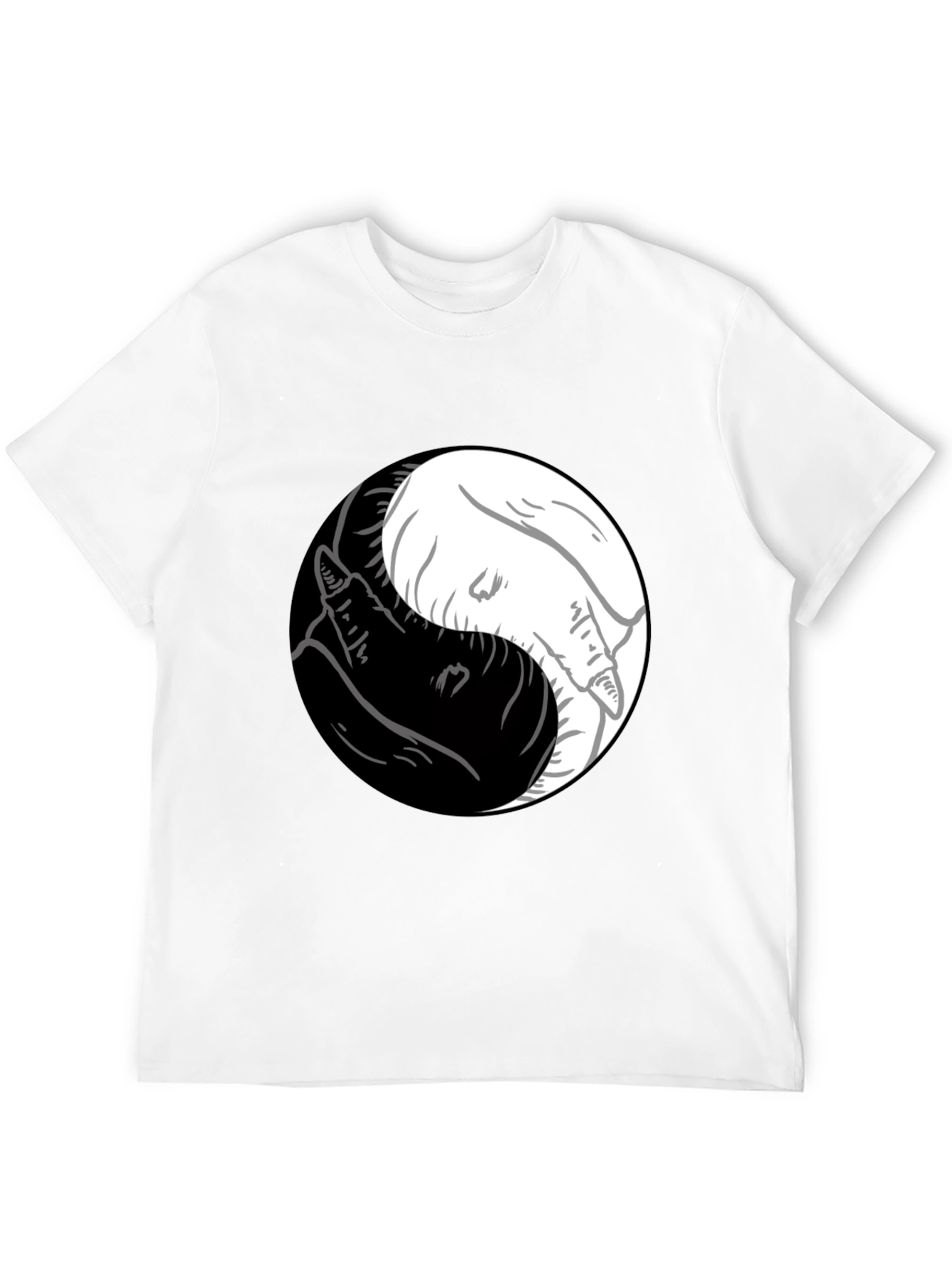 Yin Yang Wolves Graphic Tee - Mens Black T-Shirt