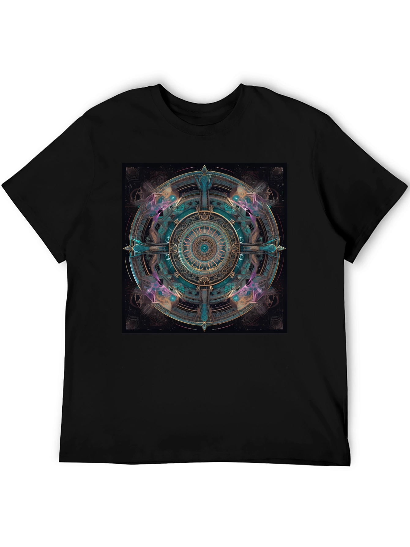 Mystic Mandala Graphic Tee - Black Cotton Comfort