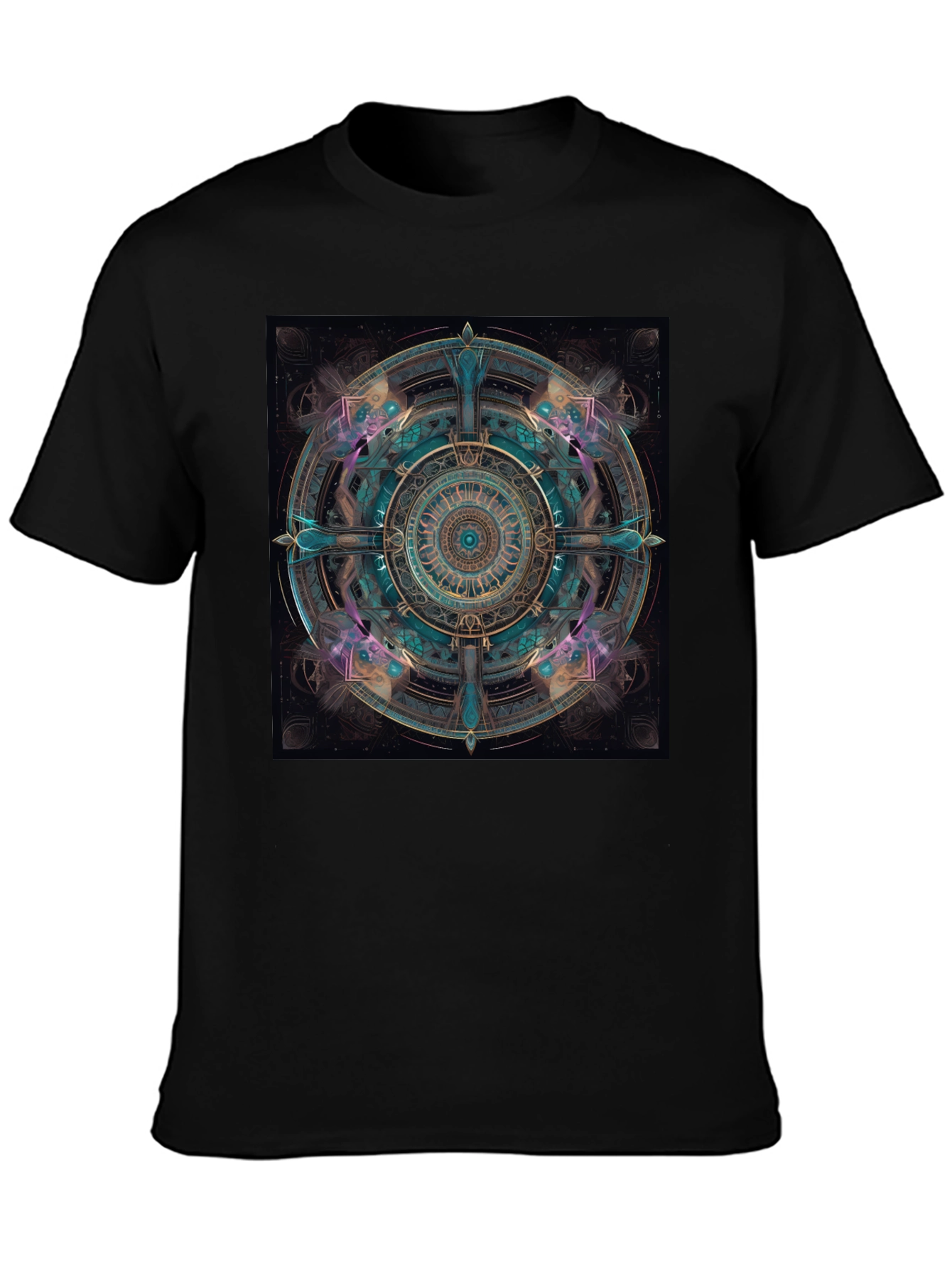 Mystic Mandala Graphic Tee - Black Cotton Comfort