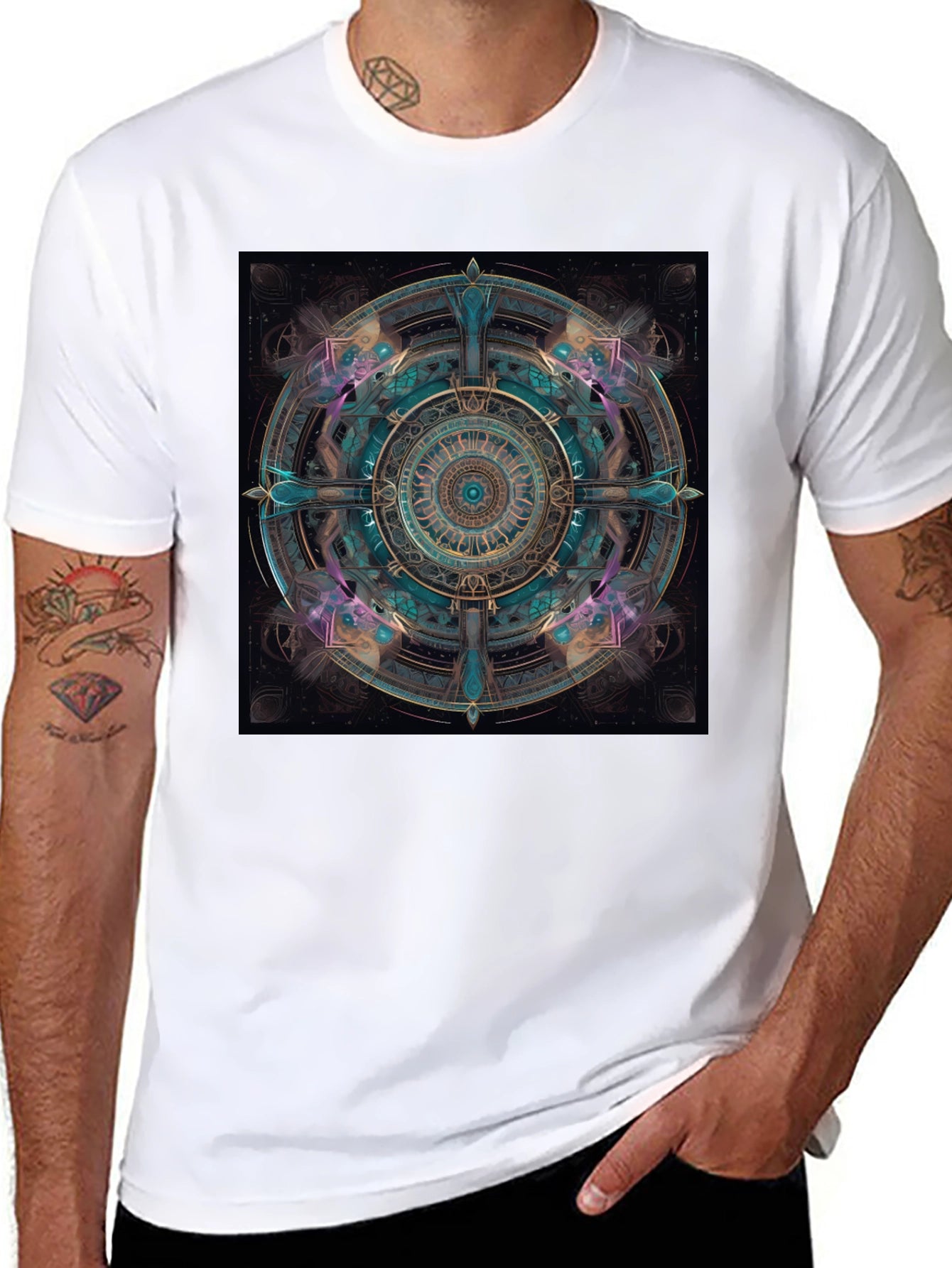 Mystic Mandala Graphic Tee - Black Cotton Comfort
