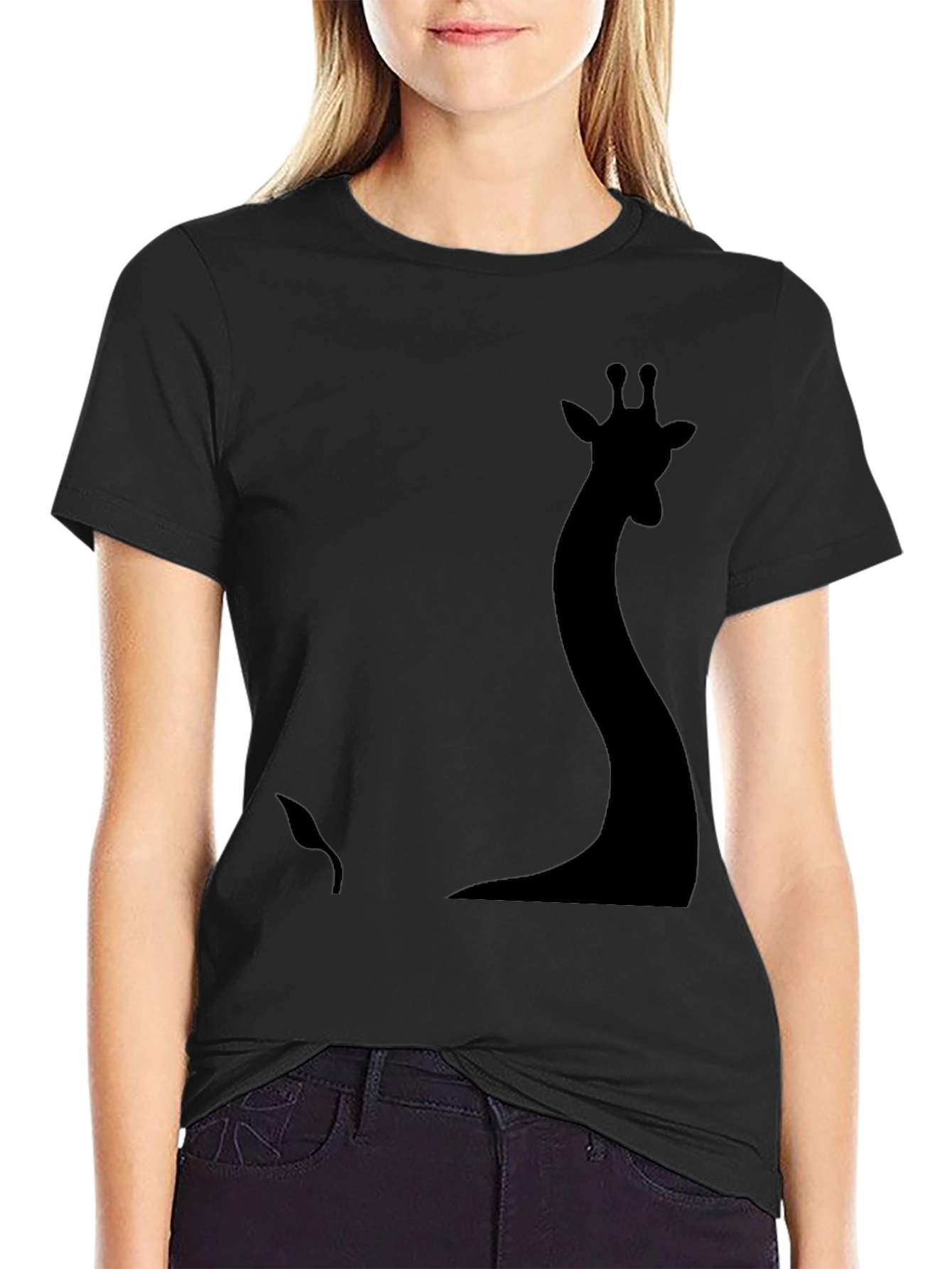 Silhouette Giraffe Graphic Tee - Black