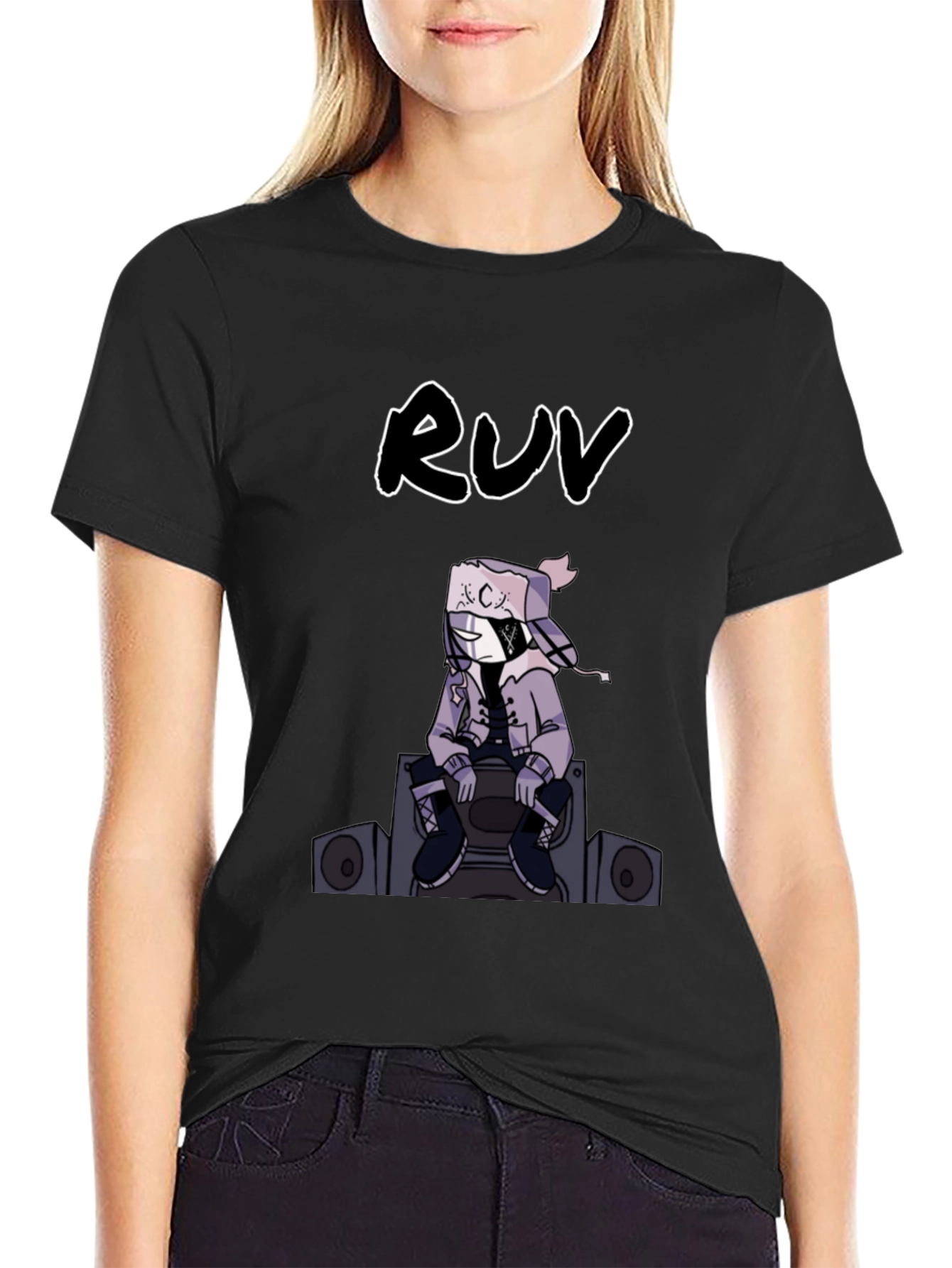 RUV Graphic Print Black T-Shirt