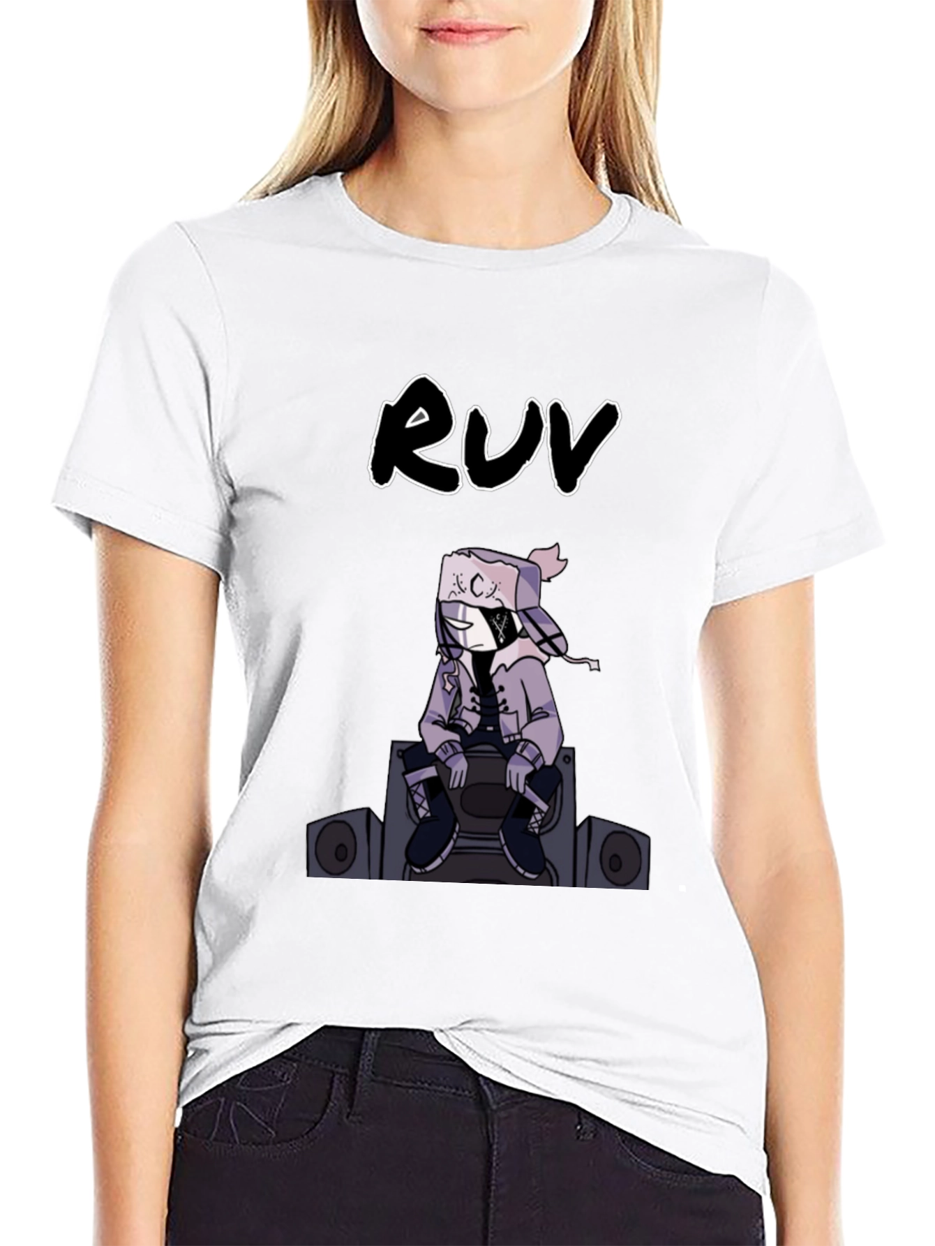 RUV Graphic Print Black T-Shirt
