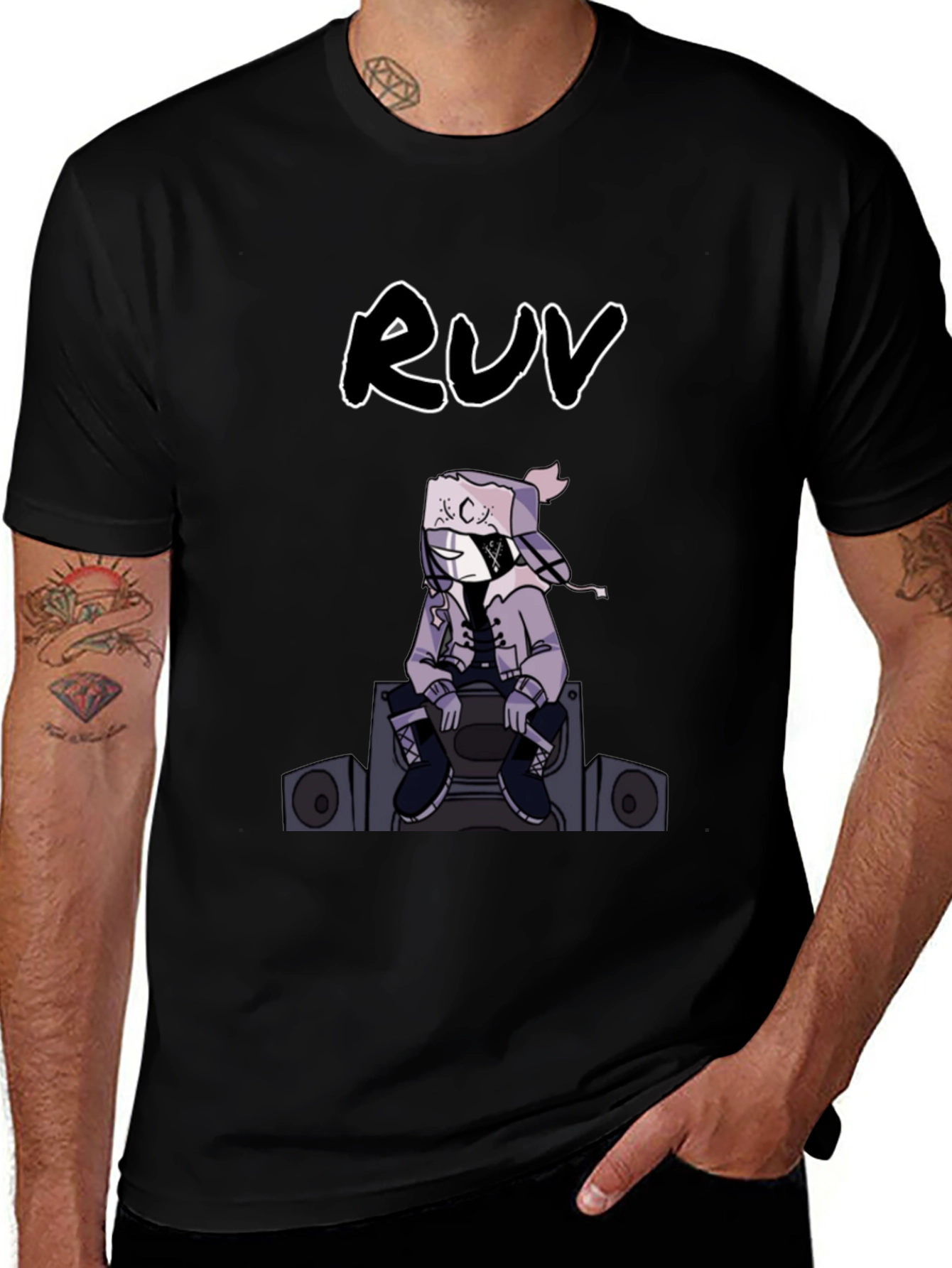 RUV Graphic Print Black T-Shirt
