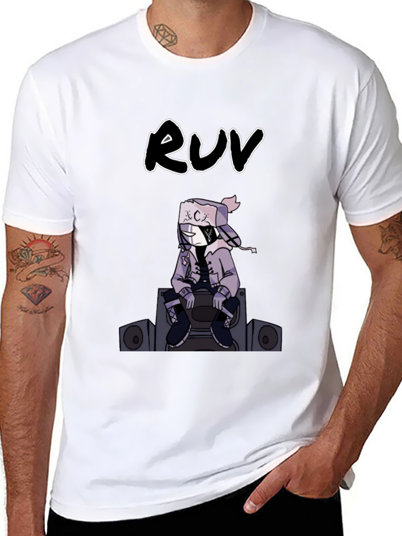 RUV Graphic Print Black T-Shirt
