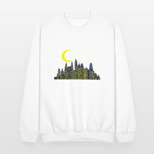 Night Skyline with half Moon Building City