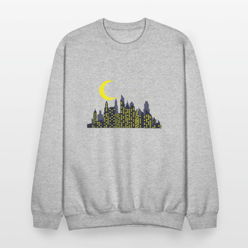 Night Skyline with half Moon Building City