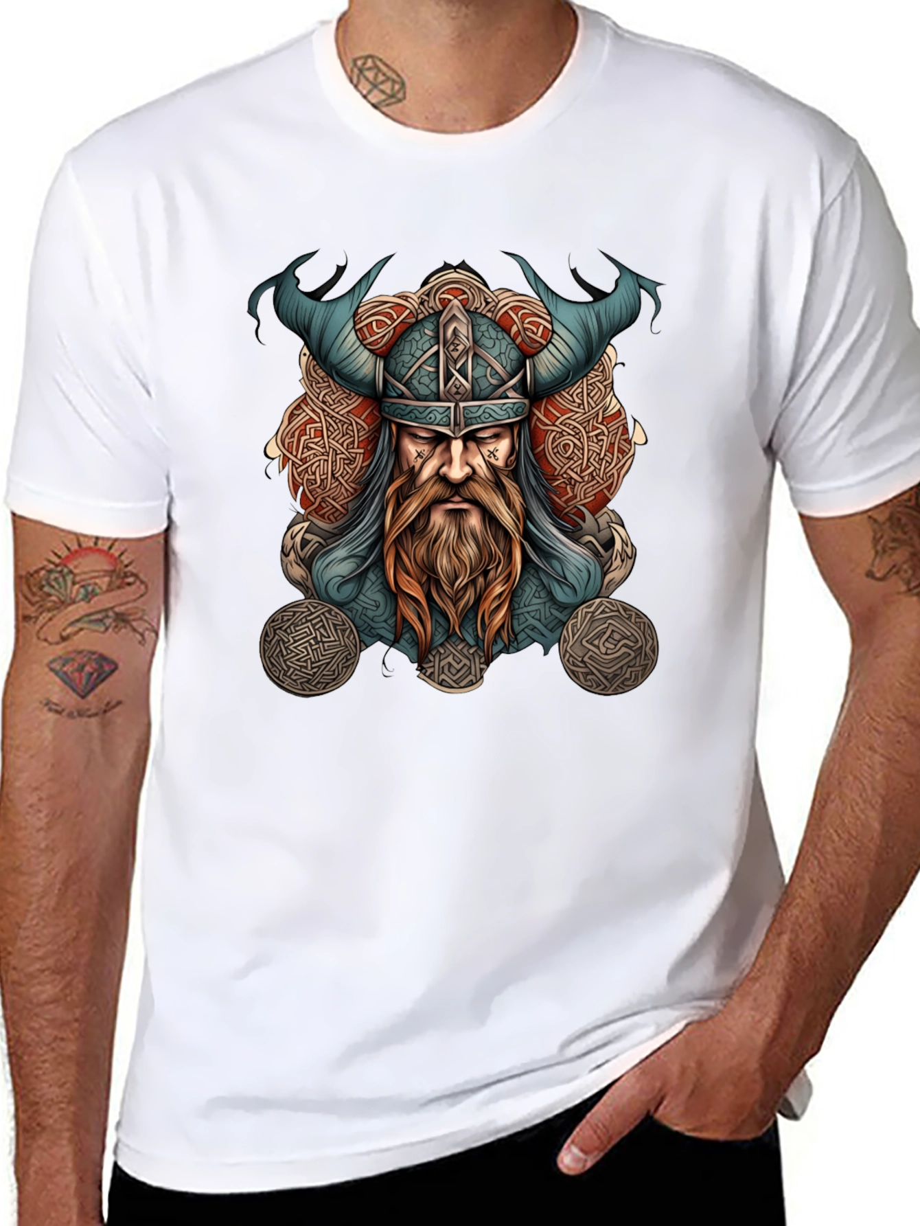 Viking Warrior Graphic Tee - Black